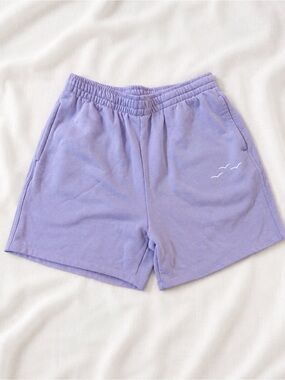 Lilac Fleece Lounge Shorts with White Bird Embroidery